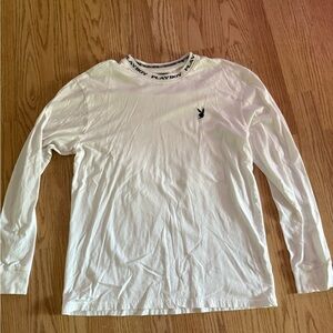 PLAYBOY White Long Sleeve Tee with Black Logo